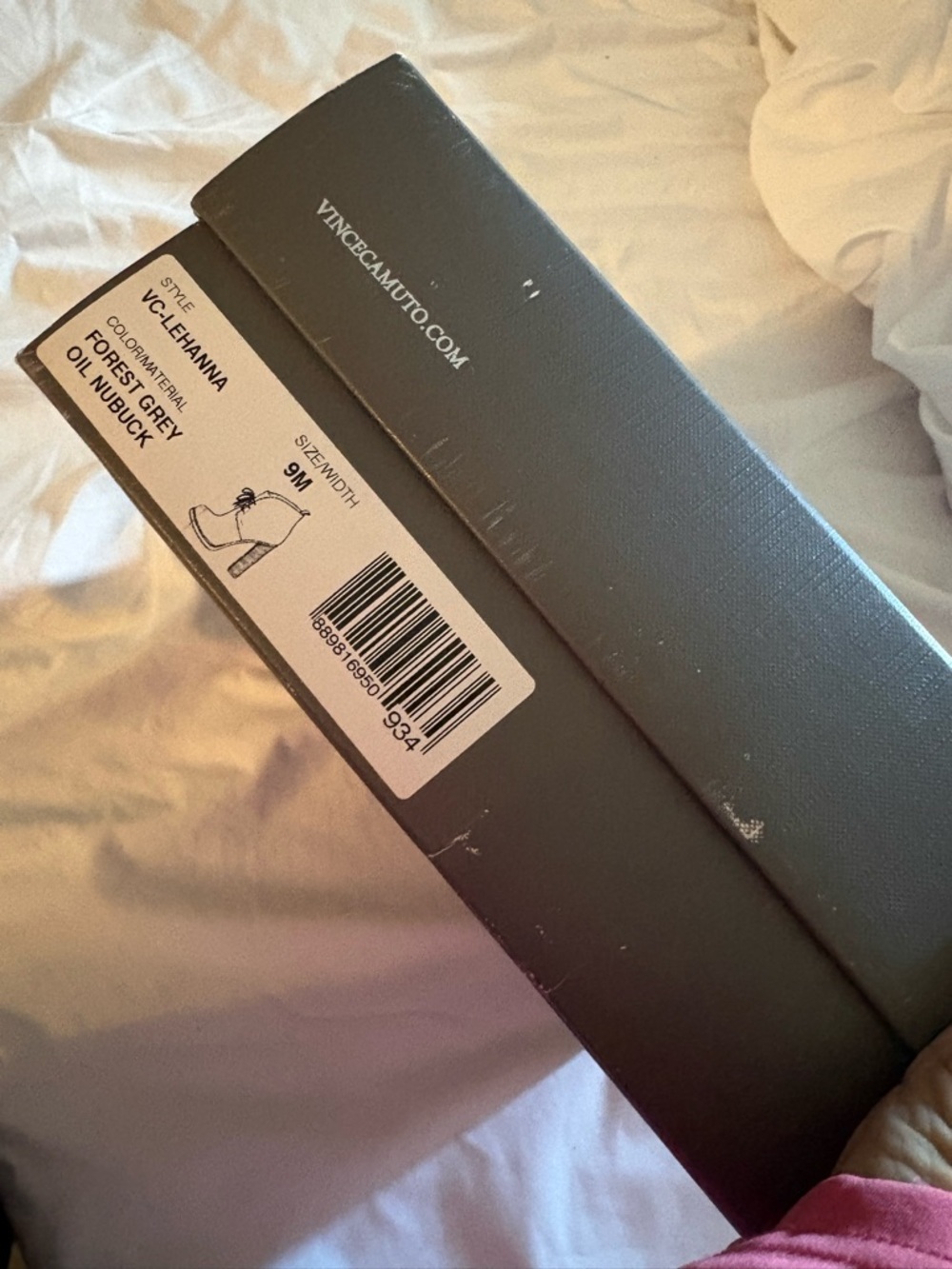 Vince Camuto Forest Grey Nubuck Boots Box